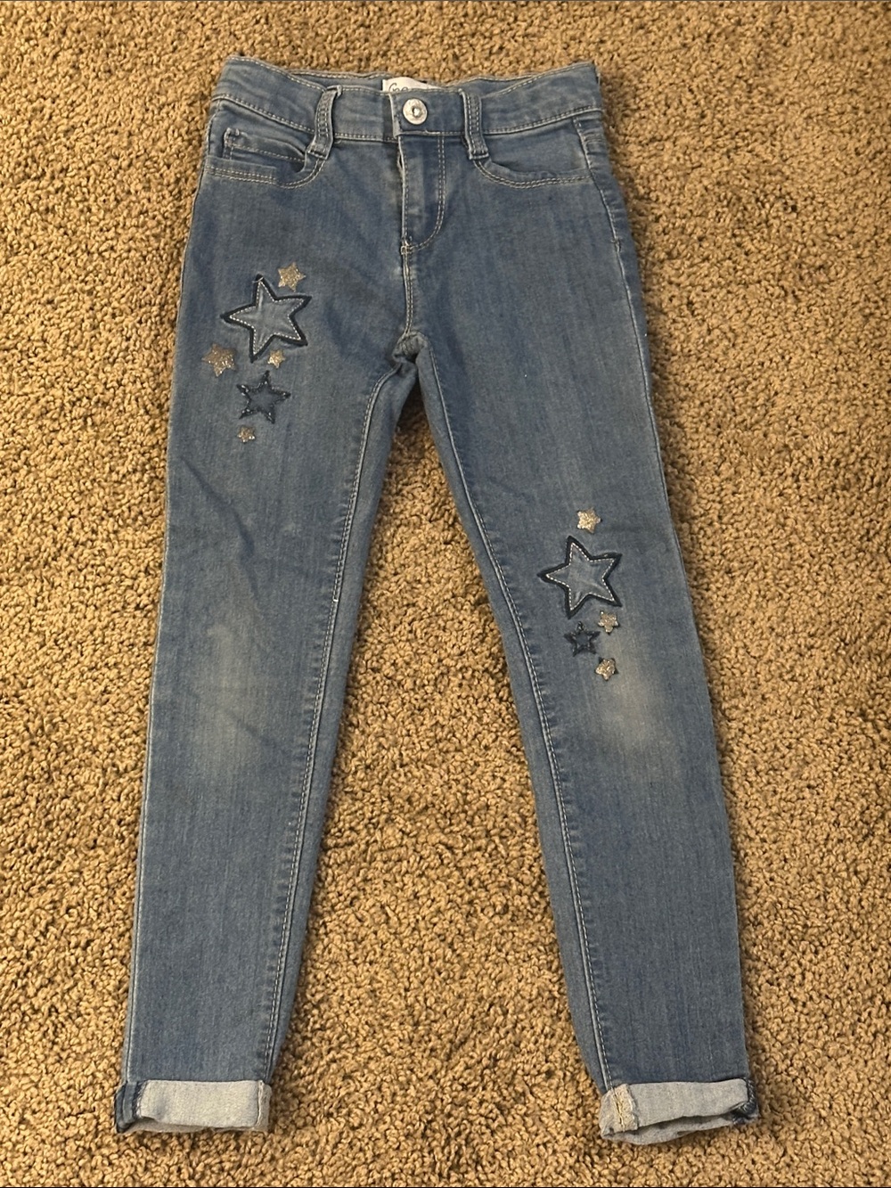 Freestyle Medium Blue Skinny Jeans with Star Embroidery